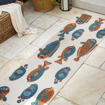 Algarve Modern Fish High-low Indoor/outdoor Area Rug
